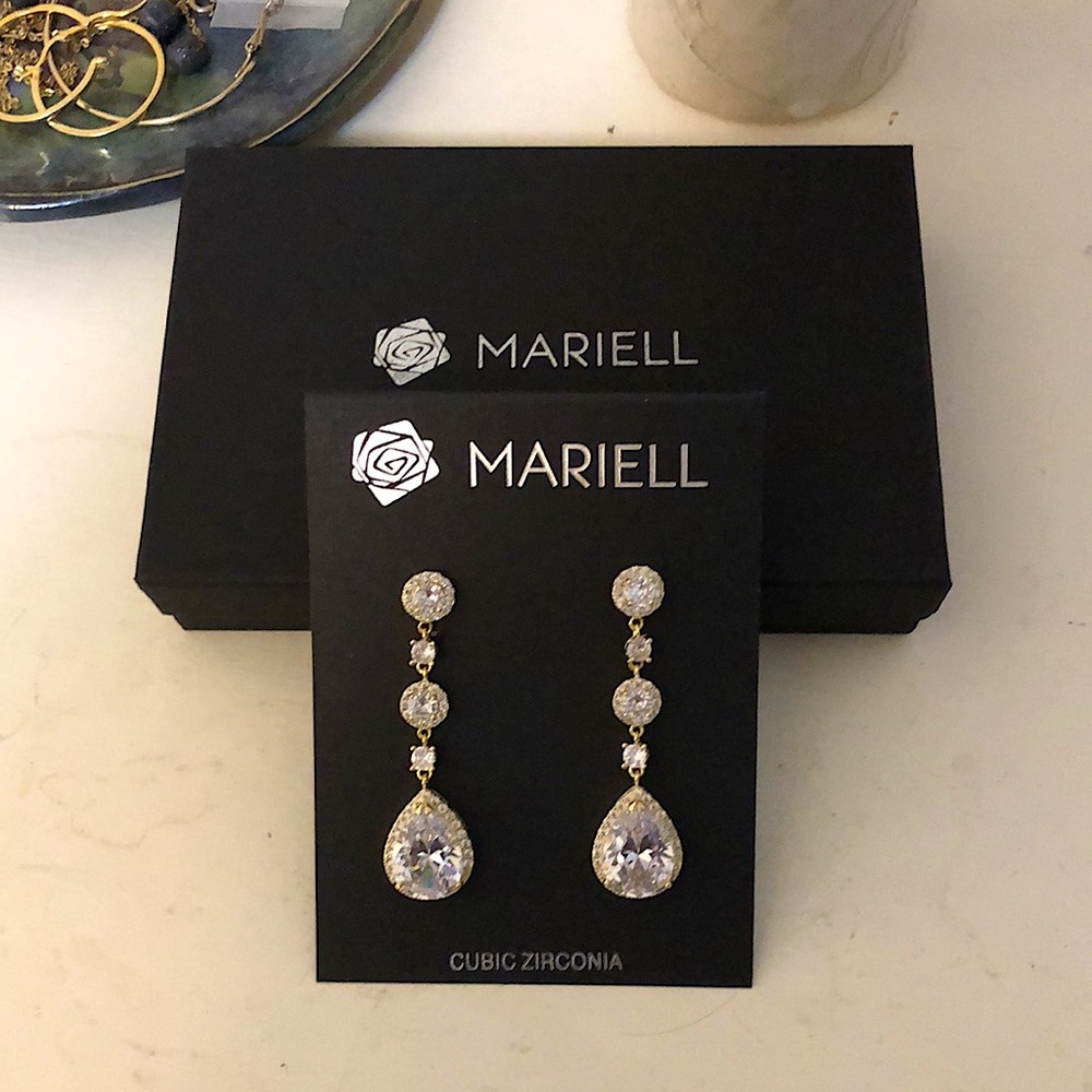 Gold Bridal Earring, Bridal Earrings, Teardrop Dangle Earrings, Wedding Jewelry